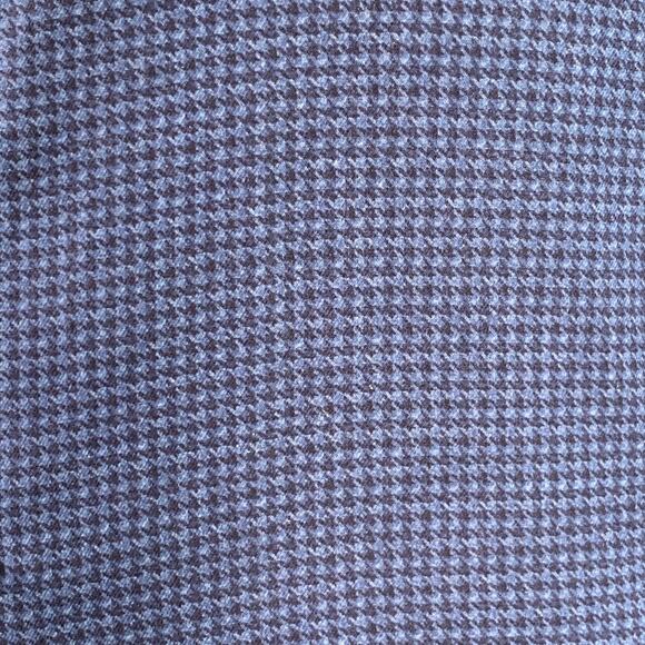 ISAIA Size L Navy Black Houndstooth Cotton Spread Collar Long Sleeve Shirt - Picture 2 of 7